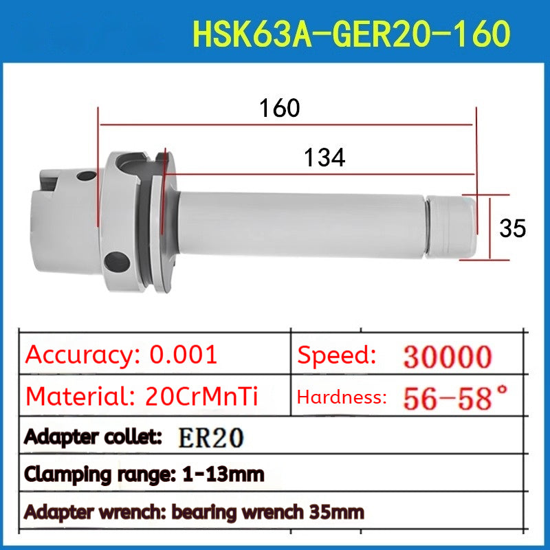 10012 HSK63A high speed tool holder CNC machining center CNC tool holder HSK GER16 20 25 32 high precision tool holder Shandong Denso Pricision Tools Co.,Ltd.